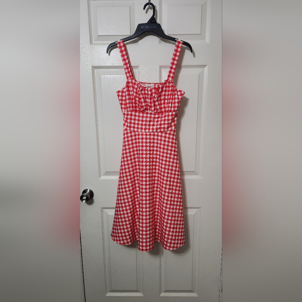 Red and White Asymmetrical Sundress